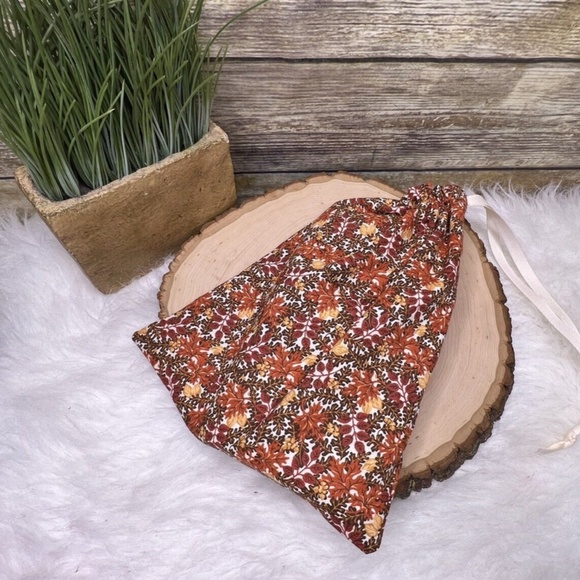 Fall Autumn Foliage Leaves Print Planner Cotton Drawstring Pouch Hobonichi - Picture 6 of 11